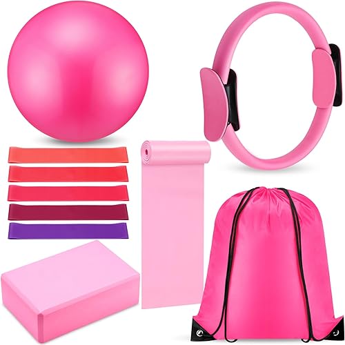 10 piezas de accesorios de equipo de yoga de pilates, anillo de pilates, regalo para mujeres, entrenamiento en casa, incluye círculo de bola, anillo