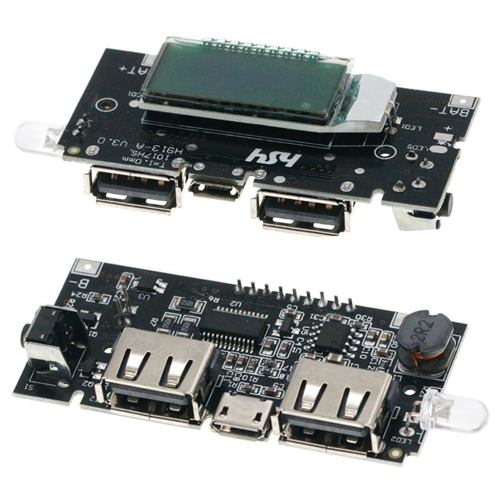 Hexonix Smart Dual USB Power Bank Module, LCD Display, 5V 1A/2.1A Outputs, 18650 Battery Charging & Protection Board-image-9