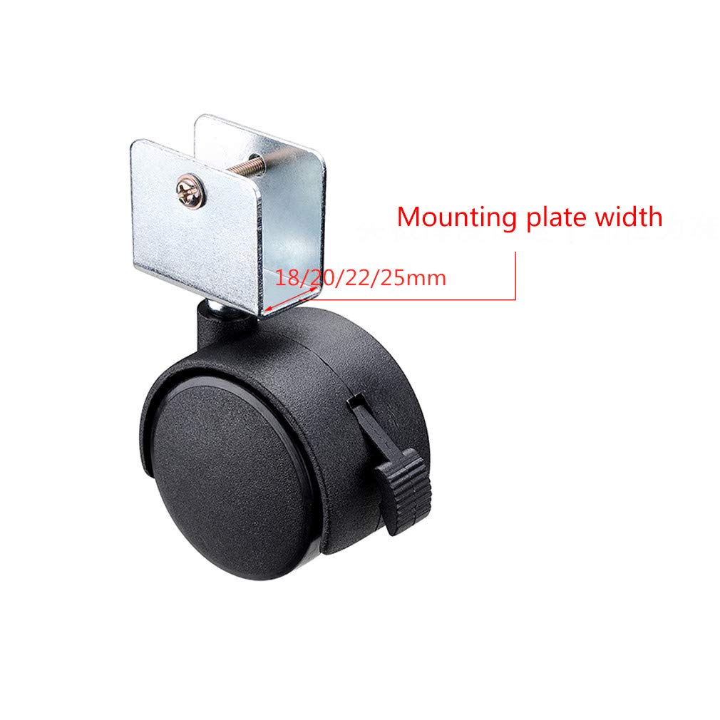 4 X Roulette Pivotante, 50mm Roulettes Pour Meubles Avec Frein, Noir