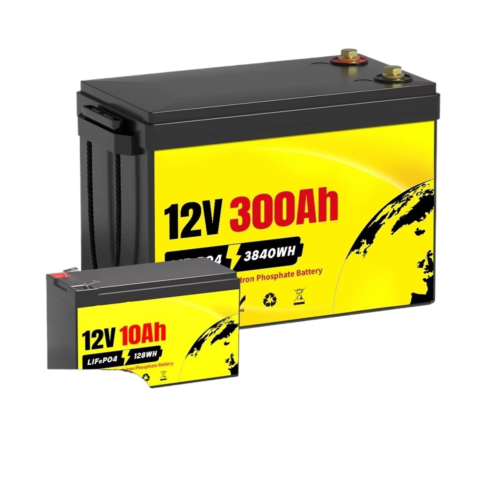 Batteria Al Litio Ricaricabile Da 12,8 V 300 Ah LiFePO4 Con 200 A BMS | Batteria al litio ferro fosfato da 4000-15000 cicli profondi(12V 10Ah)