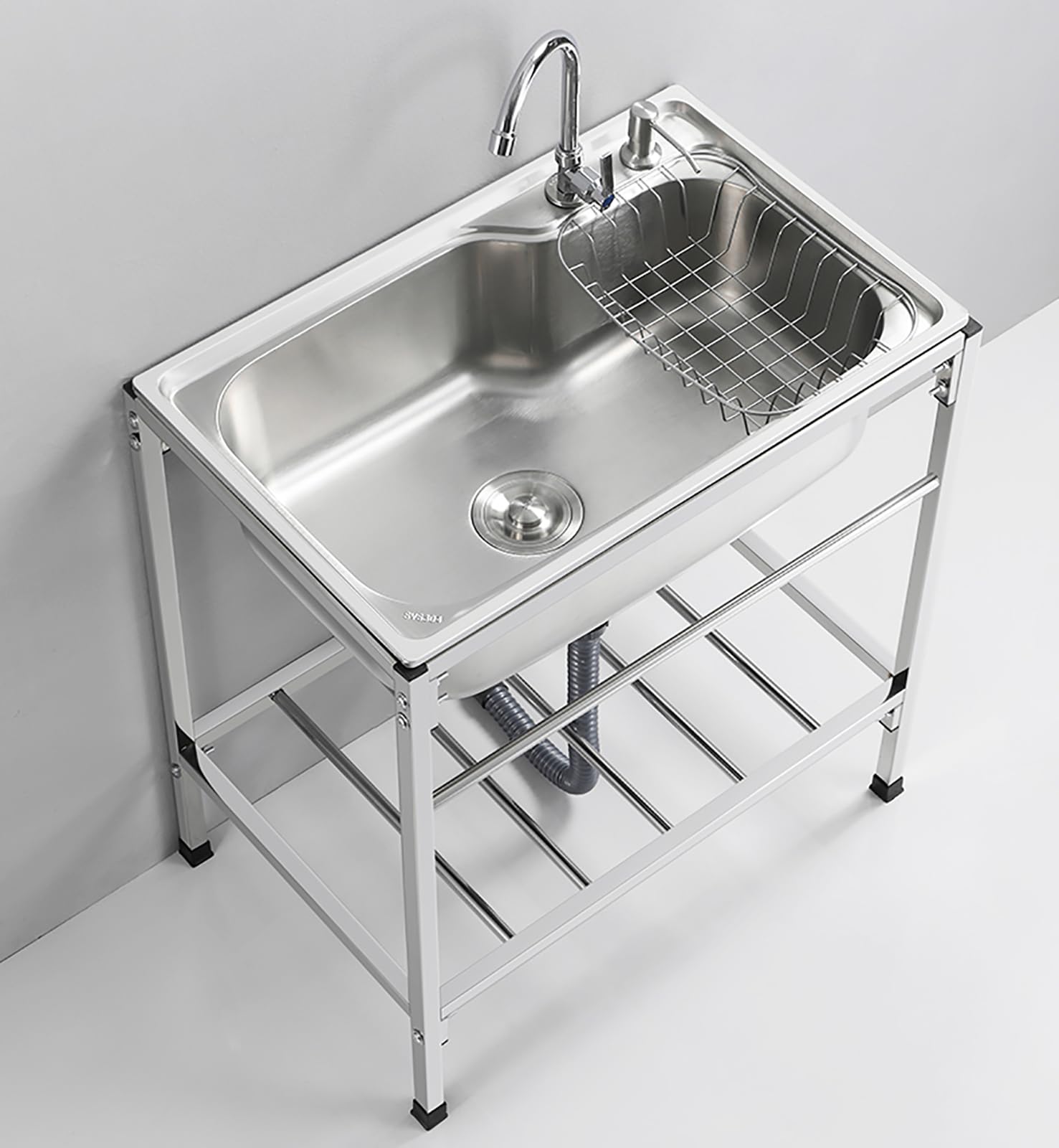 YADZISW Laundry Sink Stainless Steel Outdoor for Washing, Utility Single Bowl Sink, Commercial Prep Handwashing Indoor