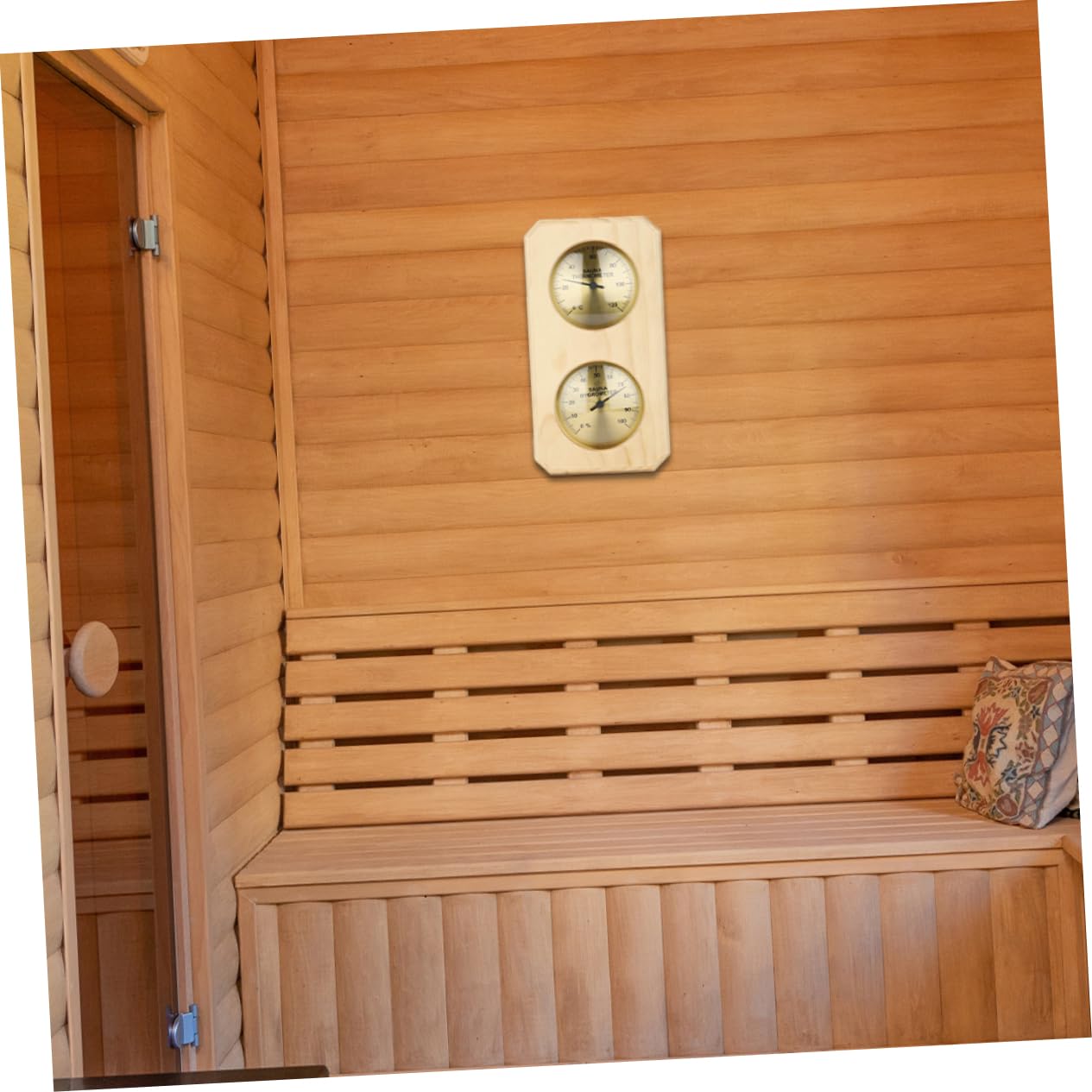 Abaodam Termómetro E Higrómetro para Sauna, Medidor de Temperatura y Humedad de Madera y Cobre-abs, Lectura Rápida, Montaje en Pared