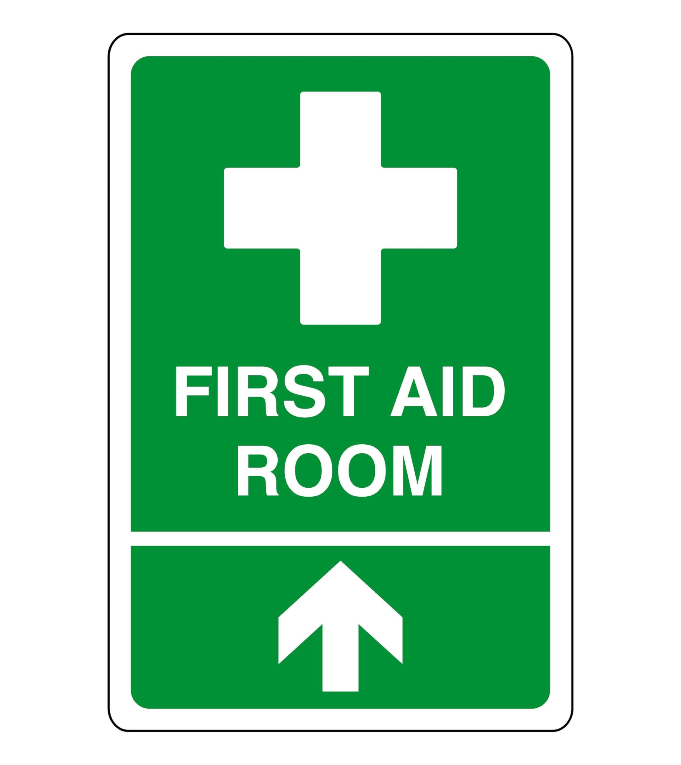 Safety First Display Ltd Green/White First Aid Room Arrow Up - Safety Sign - Aed Sign, First Aid Stickers, First Aid Kit - High Tack Self-Adhesive Sticker (300Mm X 200Mm) Viewing Distance Within 7M.