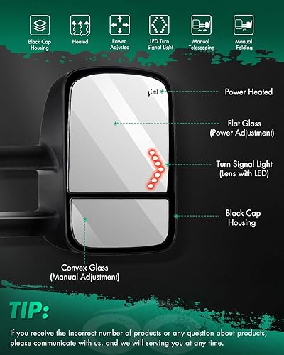Miniatura 2 de SCITOO Espejos de remolque compatibles con Chevy 2003-2007 para Chevy para GMC Silverado Sierra (07 modelos clásicos), espejos de camioneta,