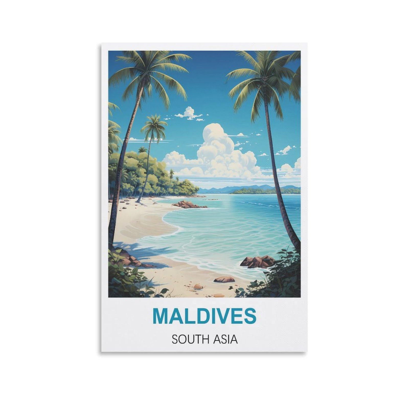 HWJJUII Maldives South Asia Vintage Travel Poster 08x12inch(20x30cm) Canvas Wall Posters And Art Picture Print Modern Family Bedroom Decor Posters