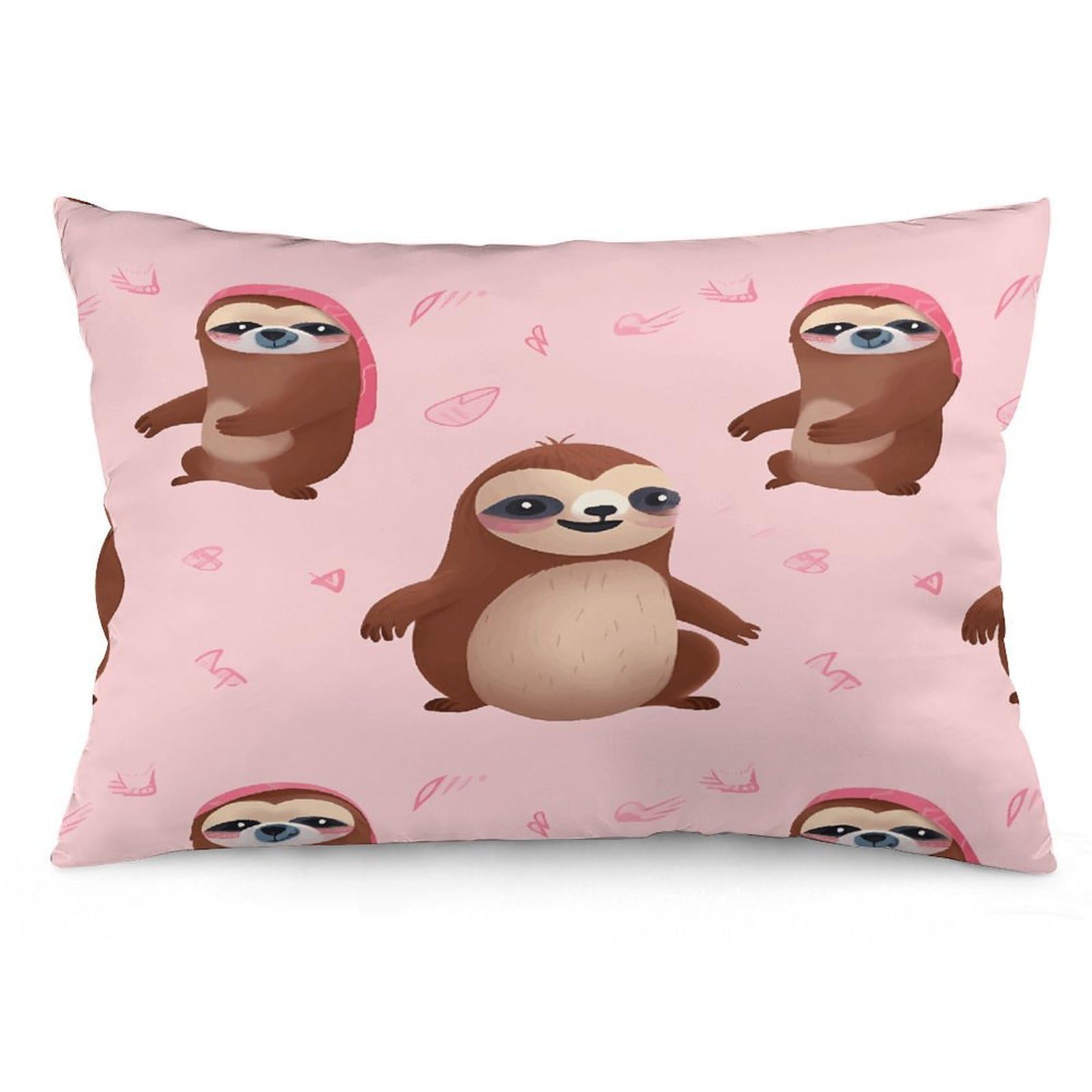 Wsoihfec Style Sloth-Pink Throw Pillow Covers Decorative, Pillow Cases Soft Plush, Modern Farmhouse Boho Cushion Cover For Bed Couch Sofa Living Room Spring Decor12 X20
