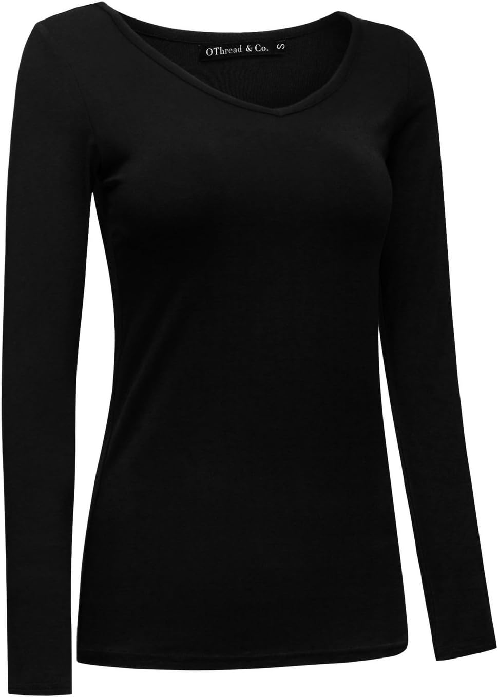 OThread & Co. Women's Long Sleeve T-Shirt V-Neck Basic Layer Stretchy Shirts - Image 3