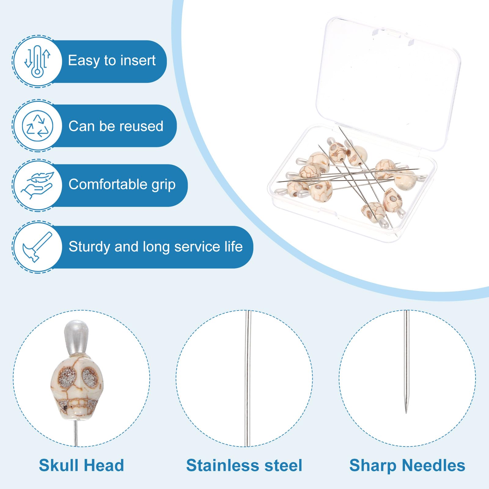 PATIKIL 3" Skull Sewing Pins - Image 3