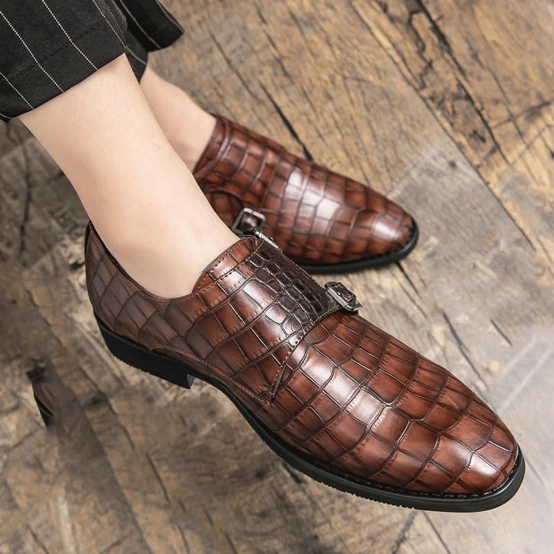 Double Monk Dress Oxford Shoes for Mens Outdoor Business Leather Pointed Toe Business Tuxedo Wedding Anti-Slip Non Slip Resistant Formal Slip On2