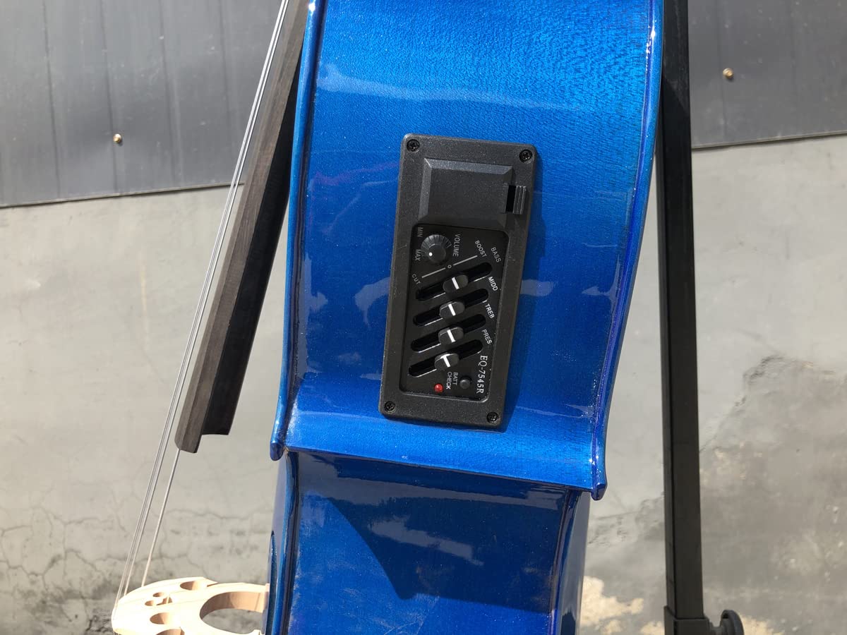 Violonchelo acústico eléctrico 4/4 madera de pícea de arce macizo accesorios de ébano sonido dulce con arco de bolsa de violonchelo (azul)