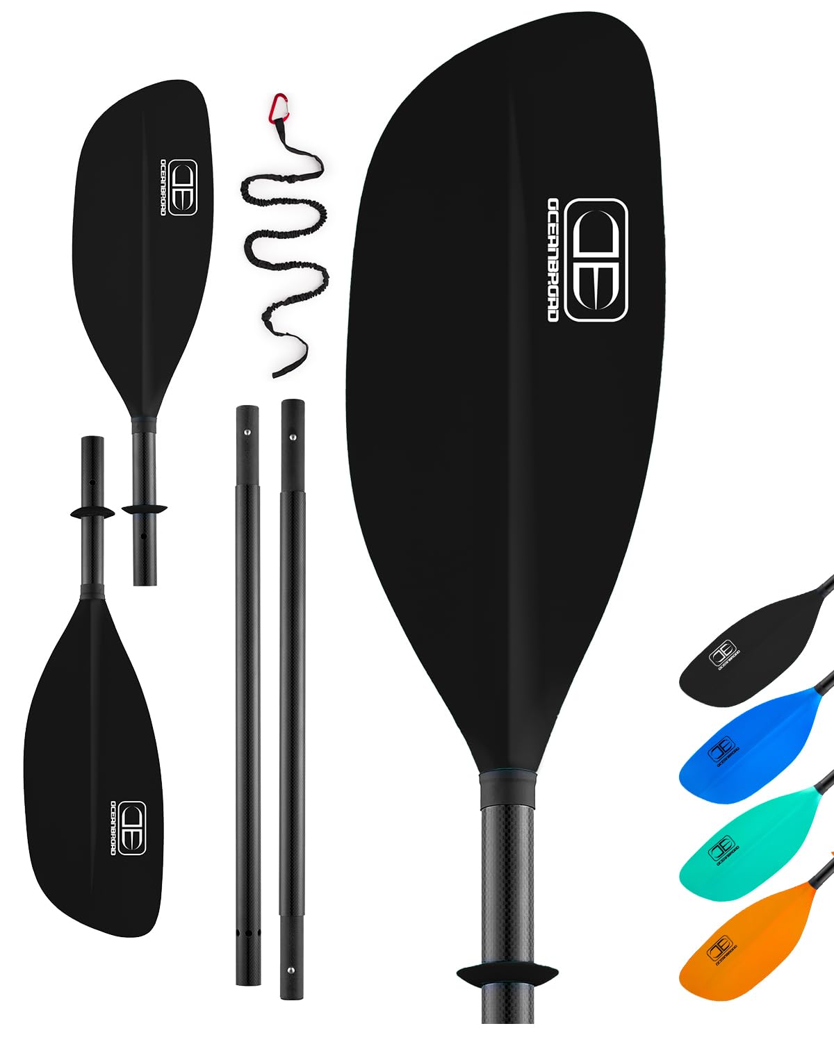 OCEANBROAD 4 Pieces Kayak Paddle 90.5in/230cm Carbon Fiber for Kayaking