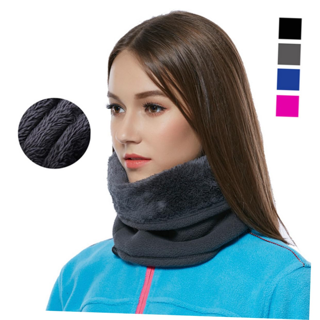 sciarpa sportiva sciarpa pile collo colletto in pile cappello ispessito all'aperto maschera per il viso calda da uomo in Grey