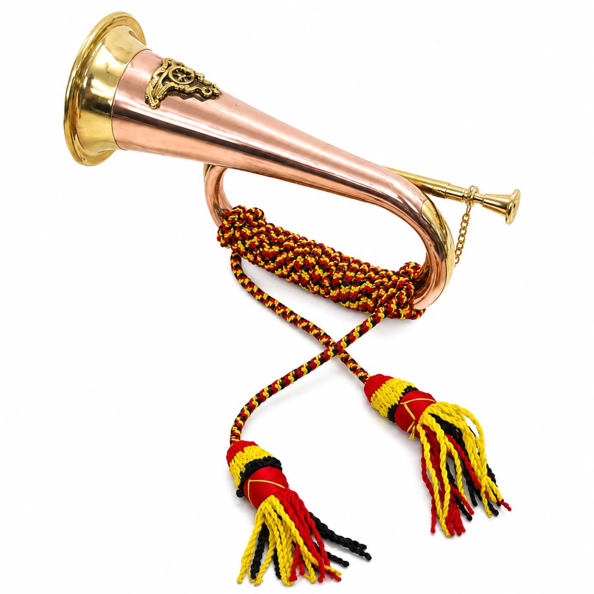Bocina de señal de corneta de latón y cobre de 10.6 pulgadas con hermosa encuadernación de cuerda (11.75 pulgadas de largo diámetro de la bocina: 4 pulgadas)