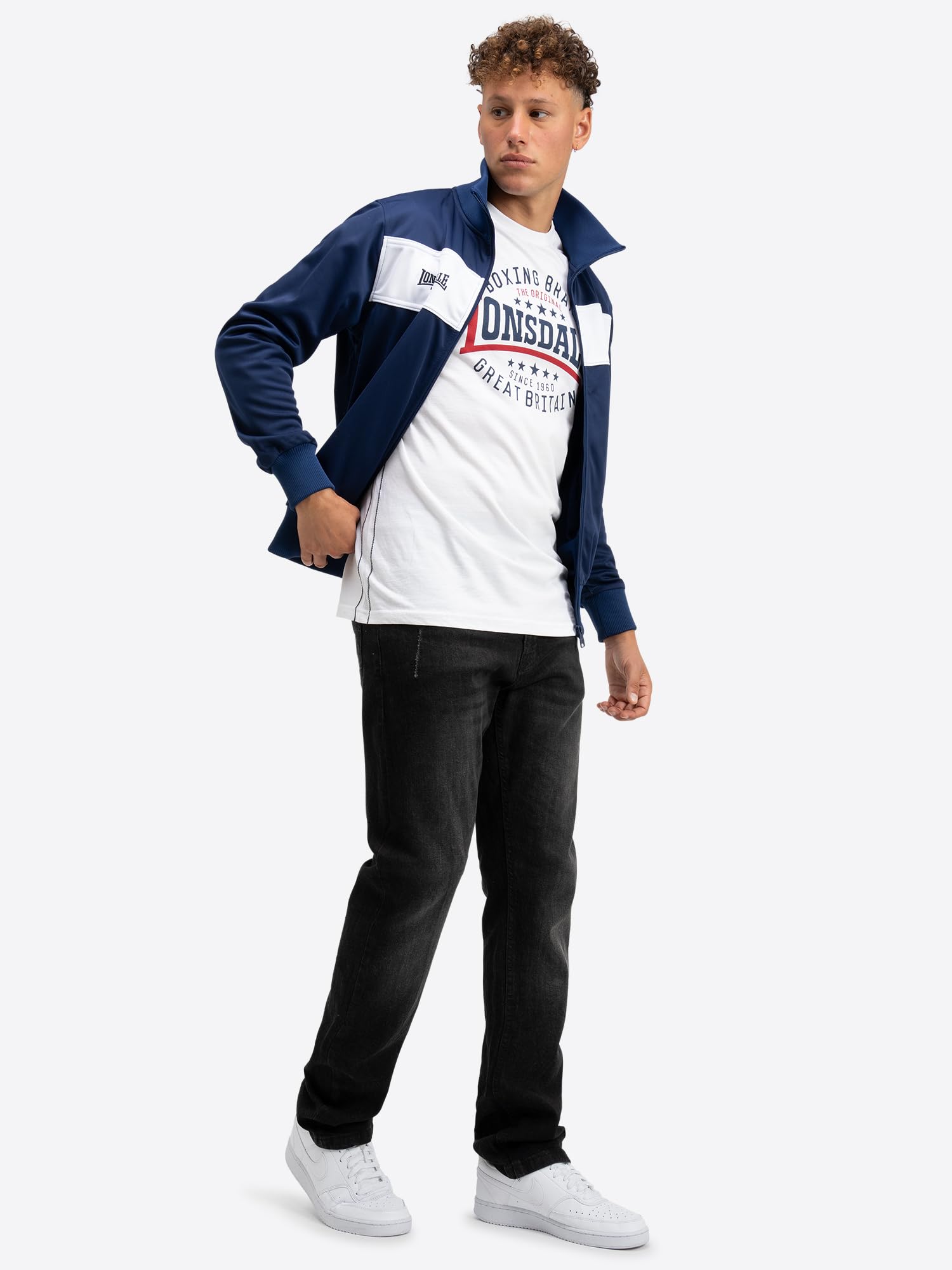 Lonsdale Herren-Trainingsjacke mit Reißverschluss, leichte Polyester-Jacke