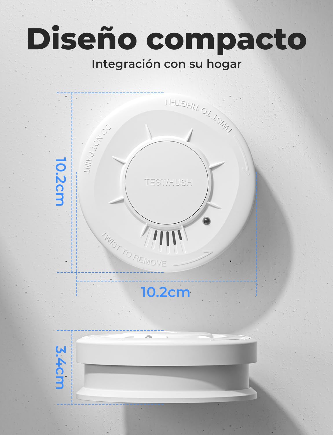 LIORQUE Detector de Humo, Alarma de Humo con Sensor de 10 Años, 5 Años de Duración de Batería, Detector Incendios with LED Indicator con Alarma de 85 dB (1 Pieza)
