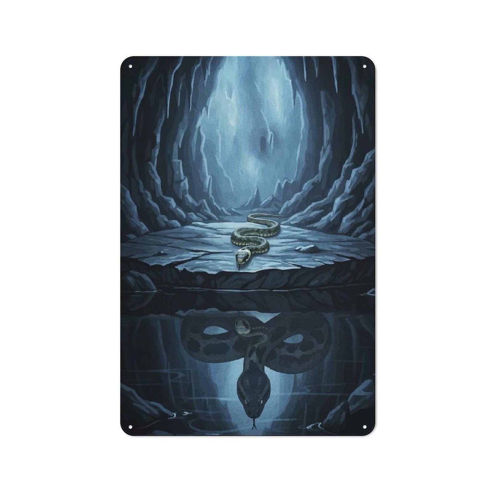 Junmoney Snake Cave Water Reflection Nostalgic Metal Wall Plaque 30X20cm, Retro Room Decor For Kitchen, Hallway, Bar Or Small Cafe