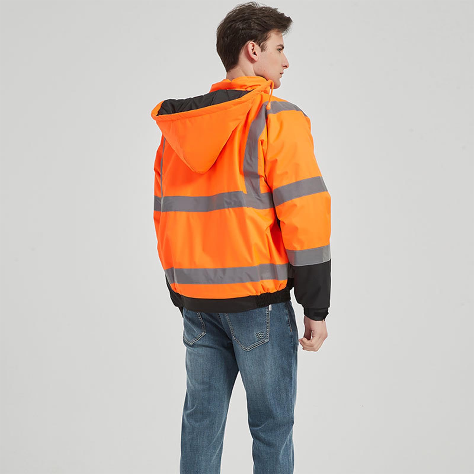 Giacche impermeabili con strisce riflettenti ad alta visibilità per condizioni di scarsa illuminazione Giacche riflettenti per esterni freddi