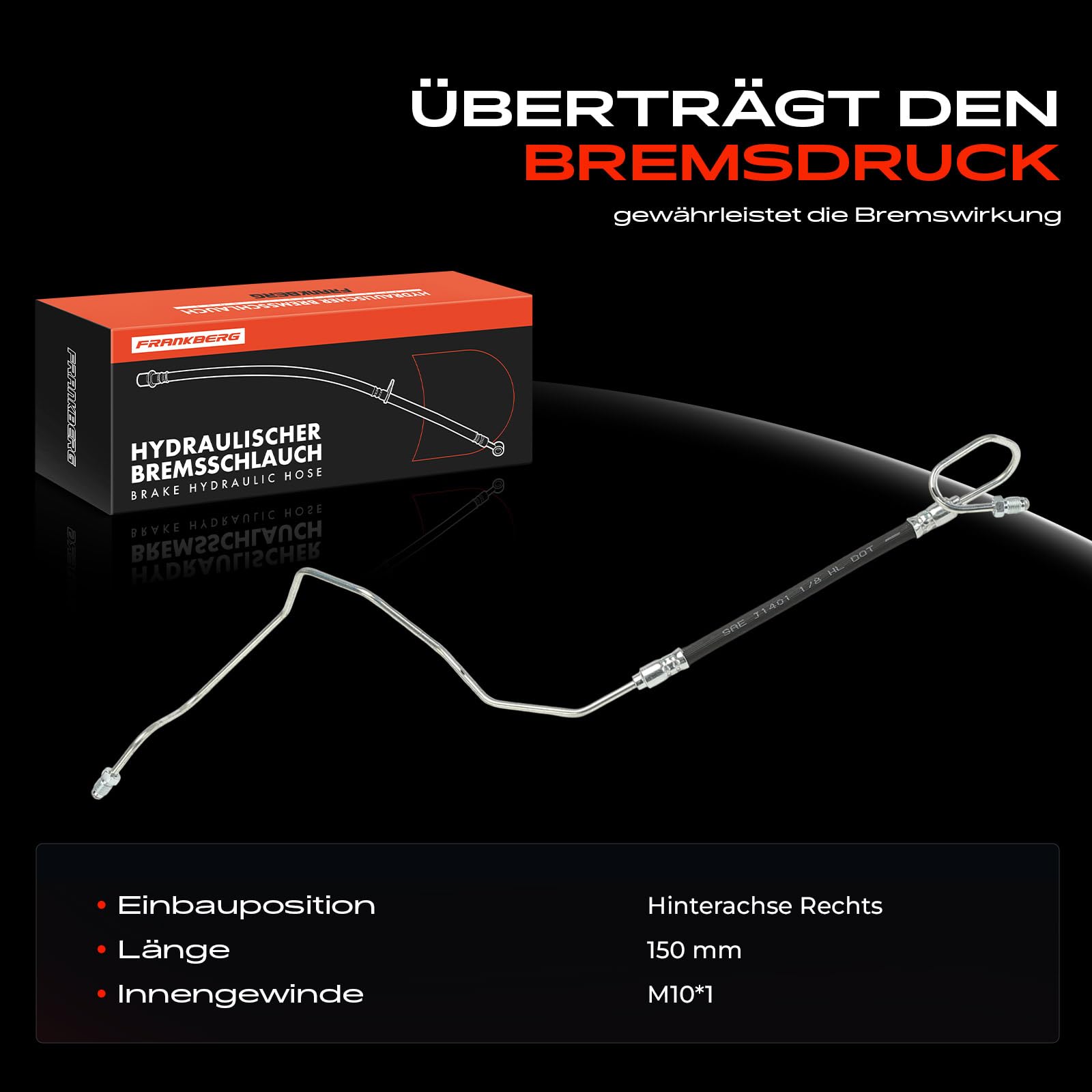 Frankberg Bremsschlauch Bremsschläuche Hinterachse Rechts Kompatibel mit 307 Break 3E 307 CC 3B 308 SW I 4E 4H 308 I 4A 4C C4 II NC Replace# 4886Z7,SL6028