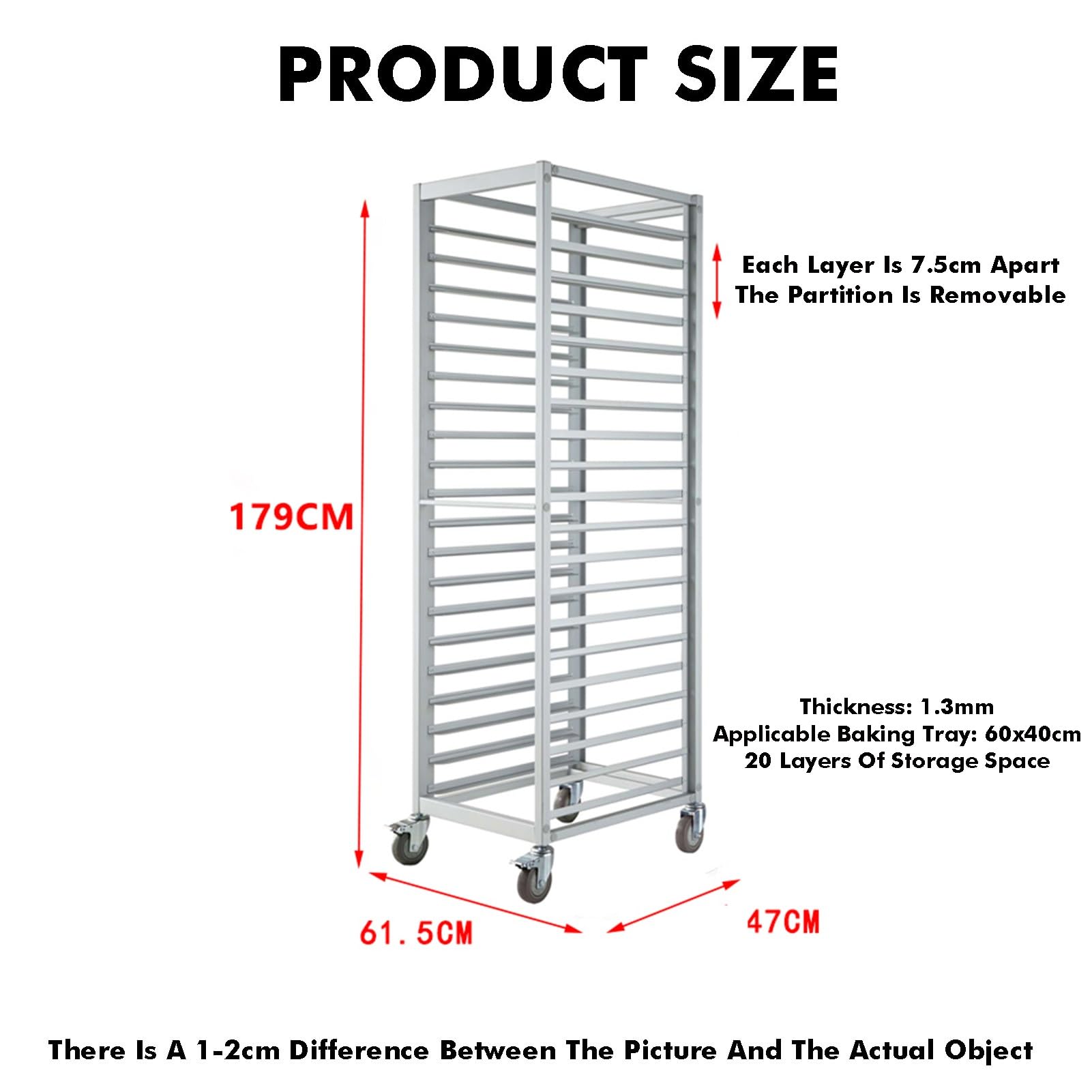 Scaffale In Alluminio A 20 Ripiani, Carrello Di Raffreddamento Per Panetteria, Carrello Porta-Vassoi Per Alimenti Resistente Per Cucine Domestiche E Commerciali, Organizzatore Efficiente Per La Cottu