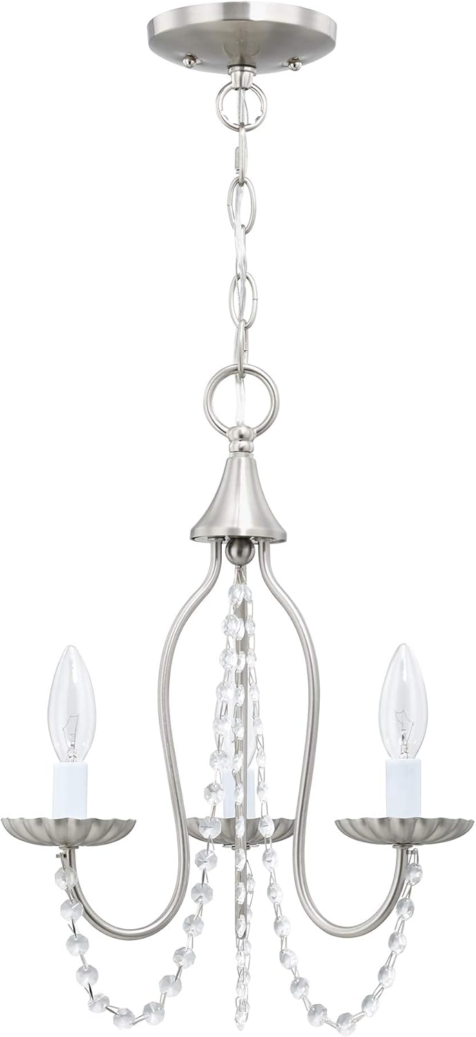 Hоlіdау Dеаlѕ 🛒 Livex Lighting 40793-91 Transitional Three Light Mini Chandelier from Alessia Collection in Pwt, Nckl, B/S, Slvr. Finish, Brushed Nickel Lіmіtеd Stосk Livex Lighting 40793-91 Transitional Three Light Mini Chandelier from Alessia Collection in Pwt, Nckl, B/S, Slvr. Finish, Brushed Nickel
