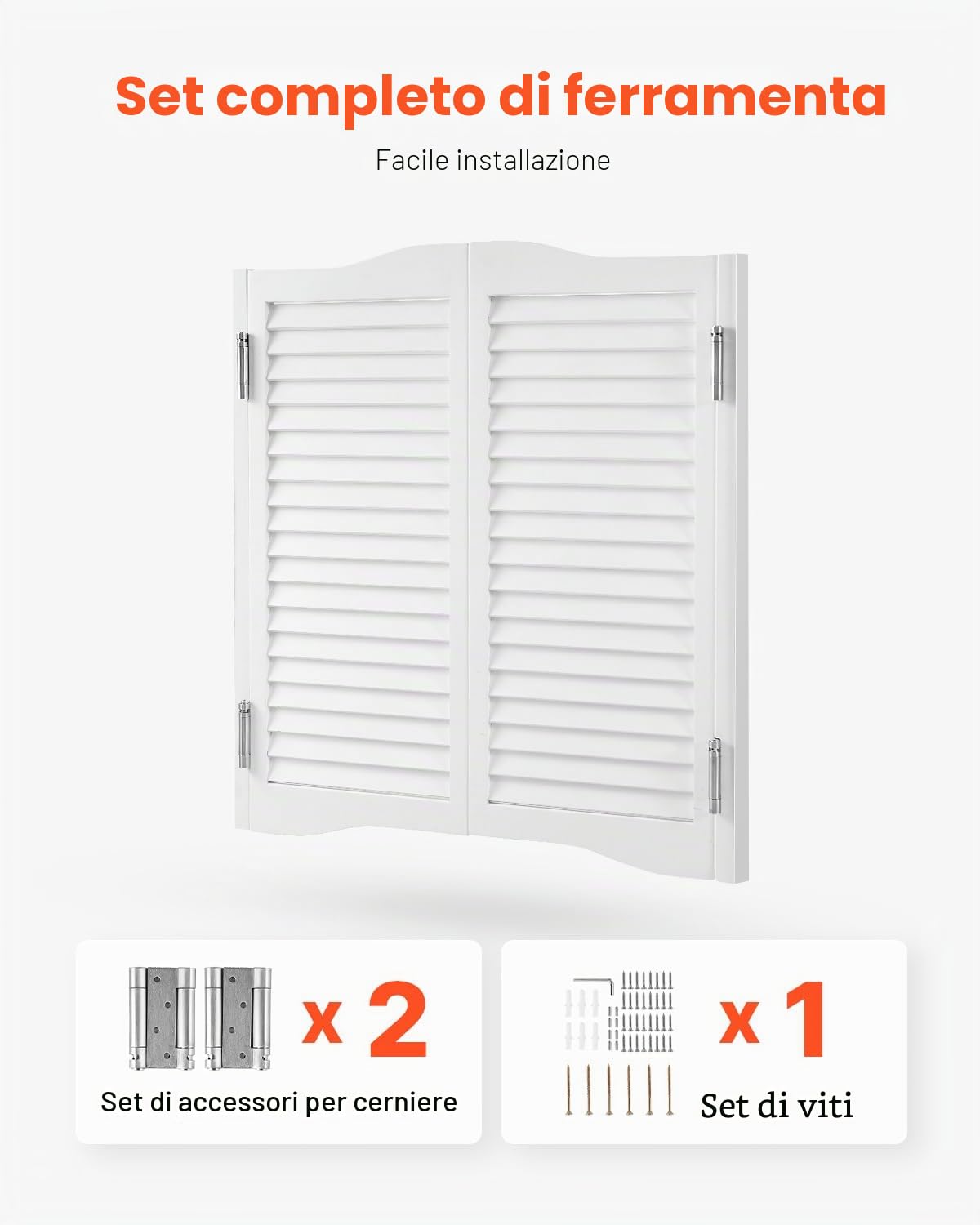 VEVOR Porte Oscillanti per Bar 900 x 900 mm Porte Interne per Saloni con Parte Superiore ad Arco, Doppia Azione in Legno di Pino, con Cerniere e Ferramenta, per Corridoio Cucina Bar Ingresso, Bianco