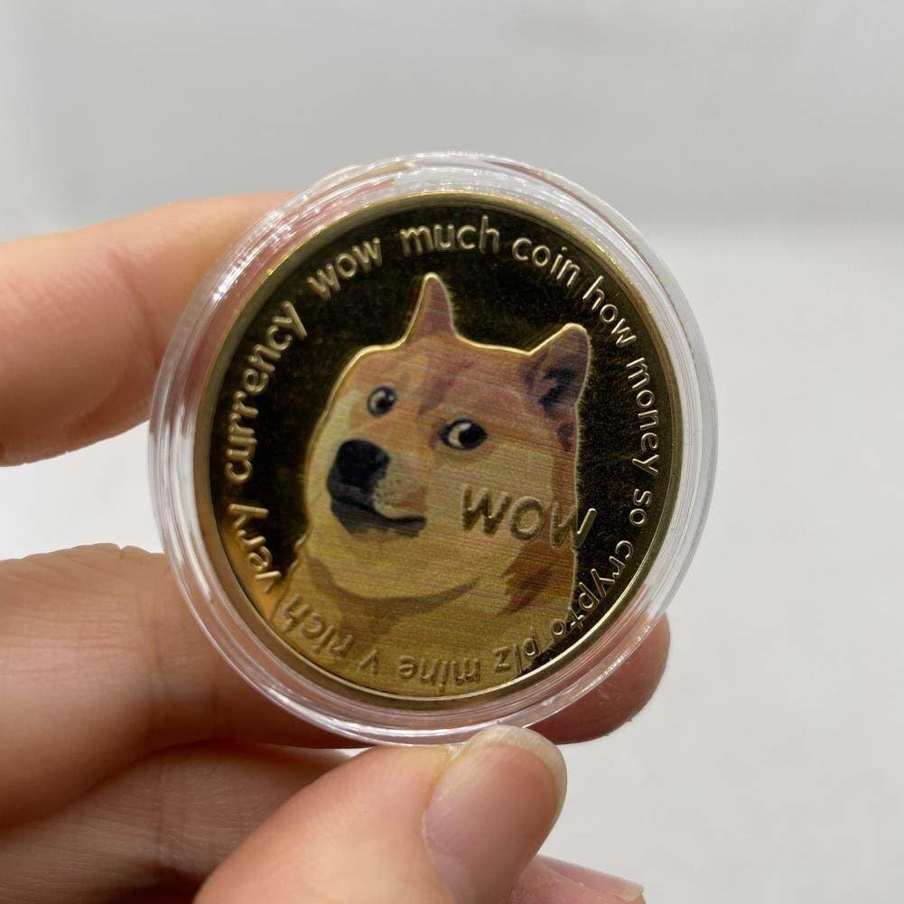 Divertenti Monete Commemorative Dogecoin Placcate in Oro Simpatico Regalo di Collezione di Souvenir con Motivo Dog per Gli Amici