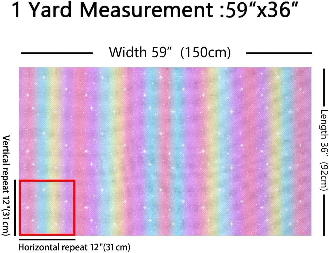 Erosebridal Tie Dye Fabric by The Yard - Pastel Rainbow Ombre Decorative Fabric for Kids Girls Women, 3 Yards