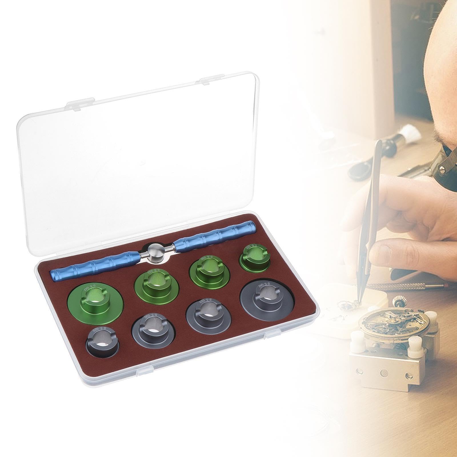 Ailan Set di strumenti professionali per la riparazione di fondelli di orologi, apricassa e viti di fondelli, con scatola di immagazzinaggio, chiave inglese, set di matrici,