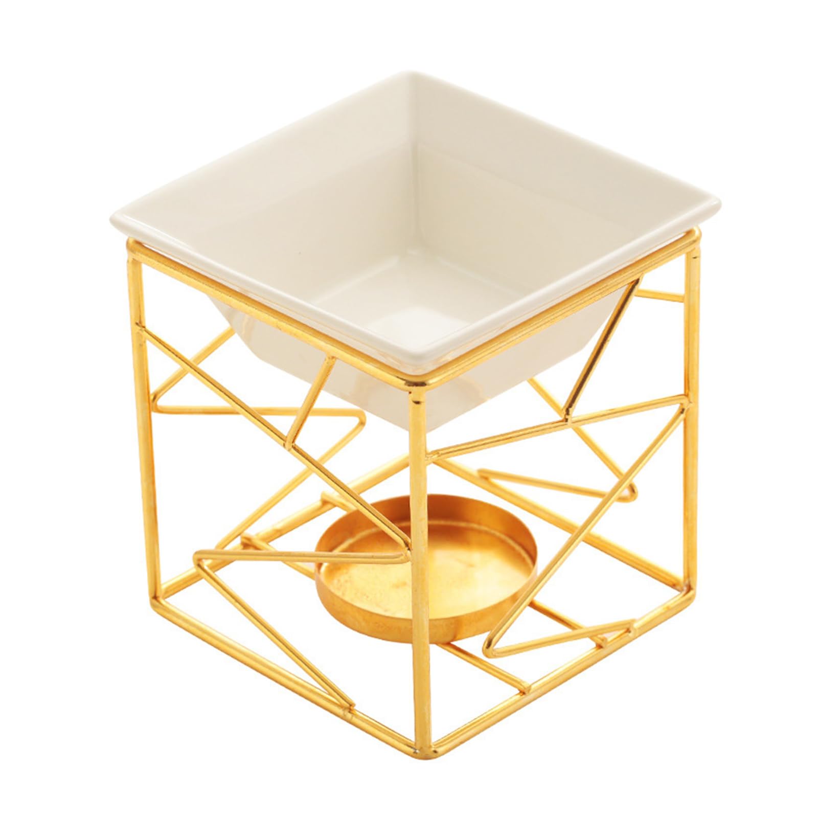 aromatherapy burner, Ceramics Warmer Geometric Tealight Holder For Aromatherapies Diffuser And Home Decoration Aromas(Gold)