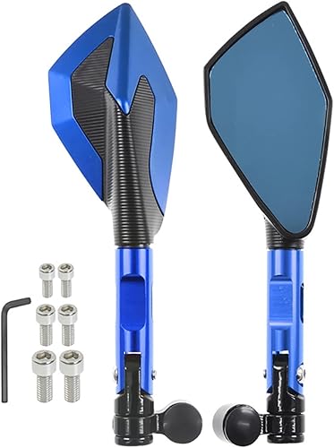 Espejos de motocicleta para motocicleta para Yamaha MT07 MT09 MT10 XSR700 XSR900 XJ6 TDM TMAX XMAX SMAX FZ1 FZ6 FZ07 FZ09 FZ10 (color azul)