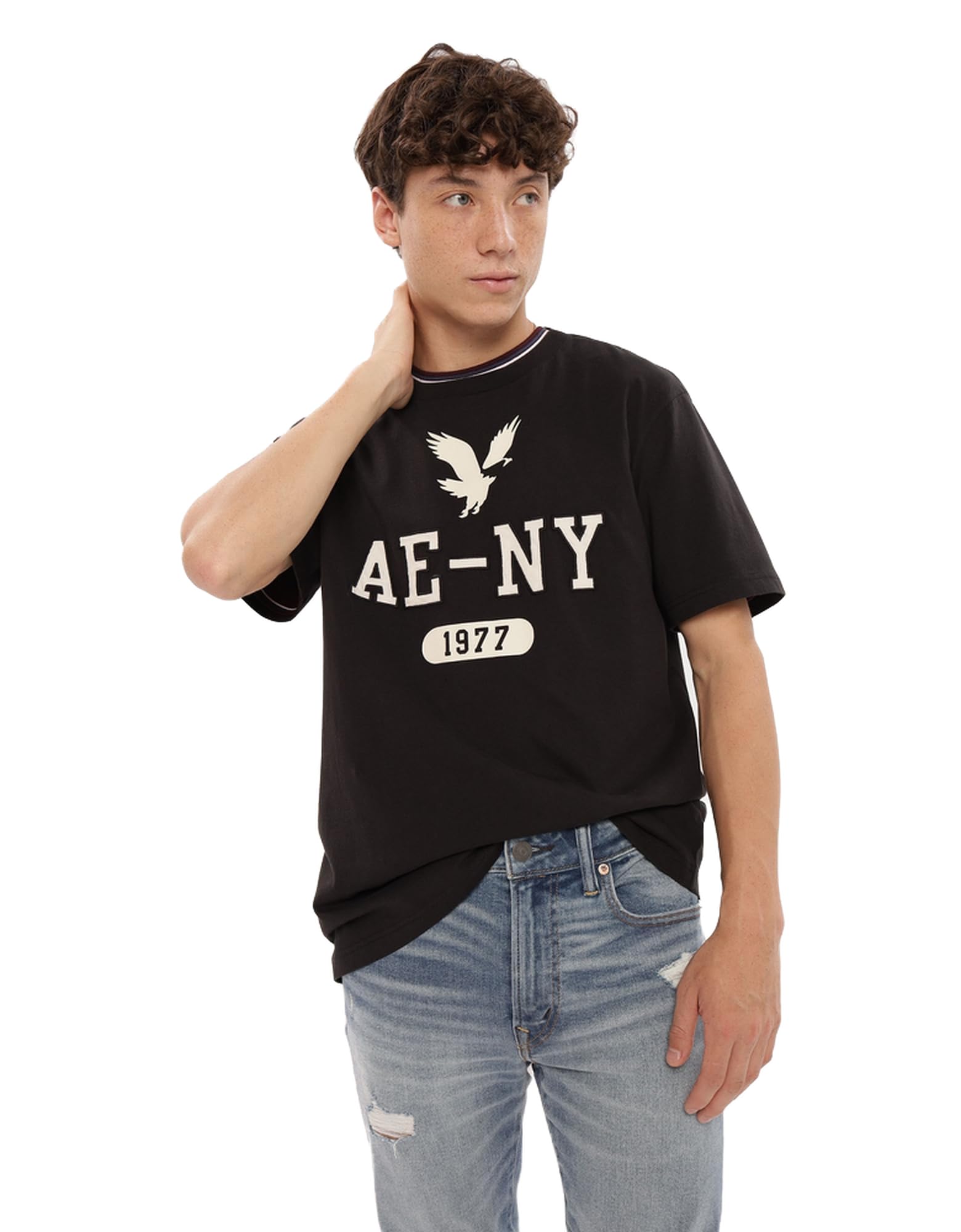 American EagleMens U-0181-3124-001 Super Soft Logo Graphic T-Shirt