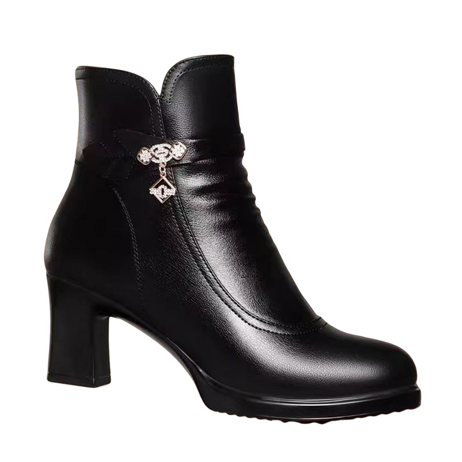 Cocila suede front boots side zipper chunky heel short botas mujer altas marrones