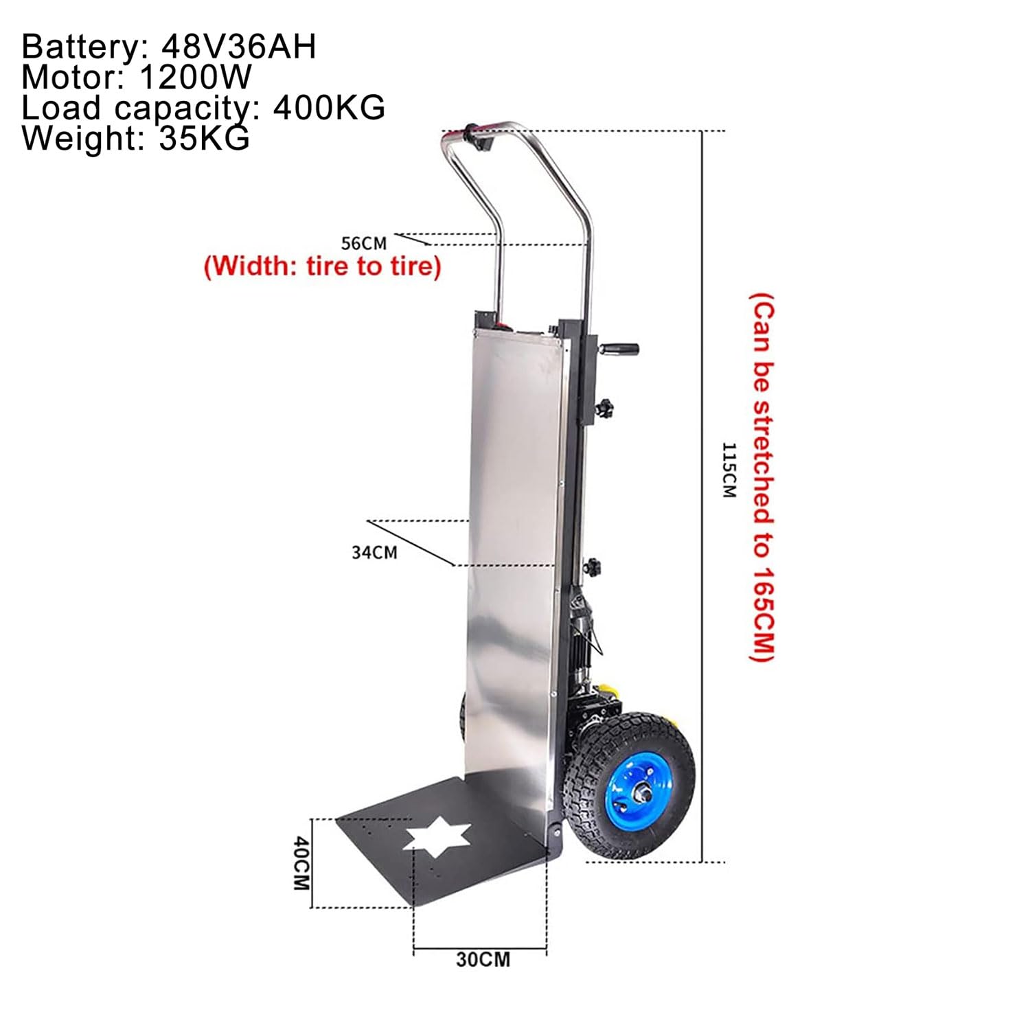Carrello Elettrico Da 1200 W, Montascale Elettrico In Acciaio Inossidabile, Macchina Per Salire Le Scale Con Capacità Di 400 Kg/881 Libbre, Carrello Mobile Per Casa, Cantiere, Centro Commerciale