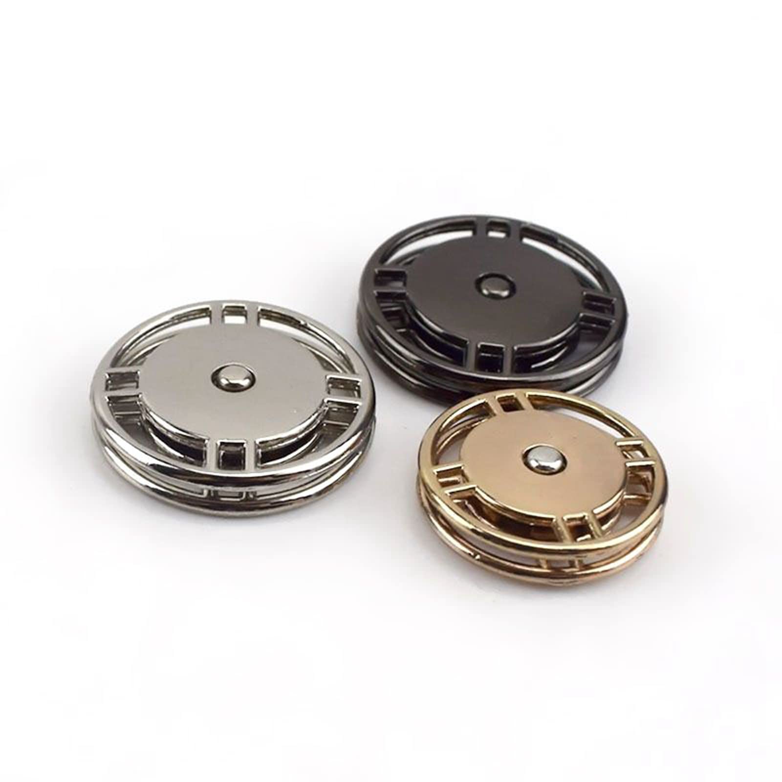 Set Di 8 Bottoni A Pressione In Metallo Nero - 25 Mm In Ottone - Automatici Invisibili Per Cucito, Vestiti, Borse E Fai Da Te