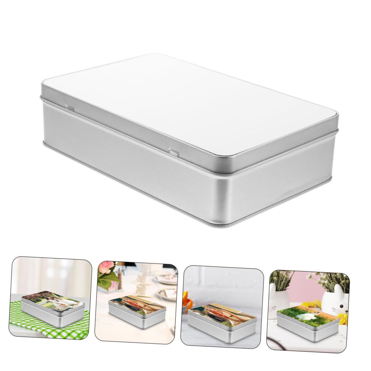 LRXIYODE Boîte en Fer Blanche pour Sublimation Diy, Boîte de Rangement Multifonction Étanchéité, pour Mariage ou Anniversaire