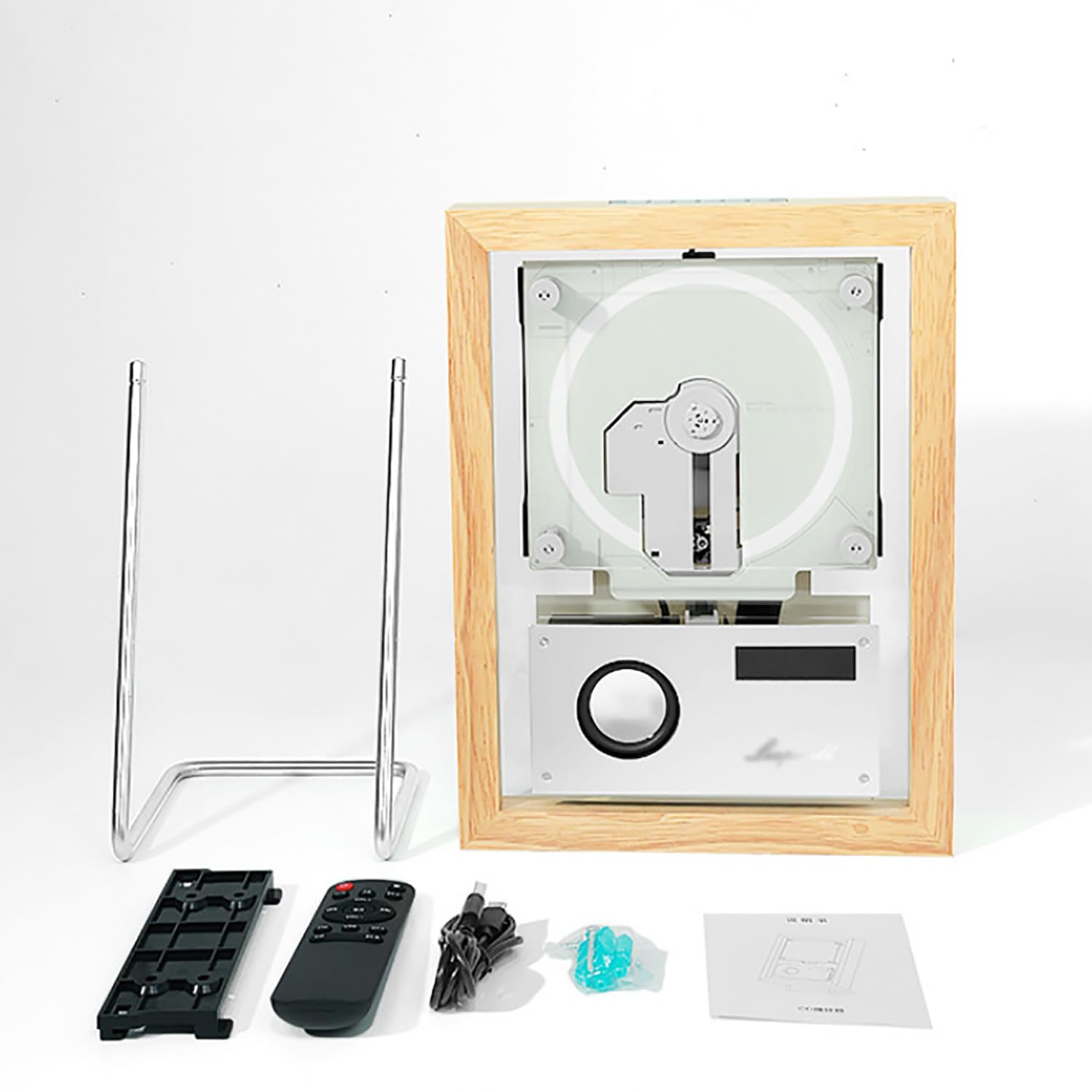 Lettore CD montabile a parete con telecomando, Bluetooth 5.1/USB/AUX, altoparlanti integrati e 6 luci per la visualizzazione di musica e decorazioni per la casa