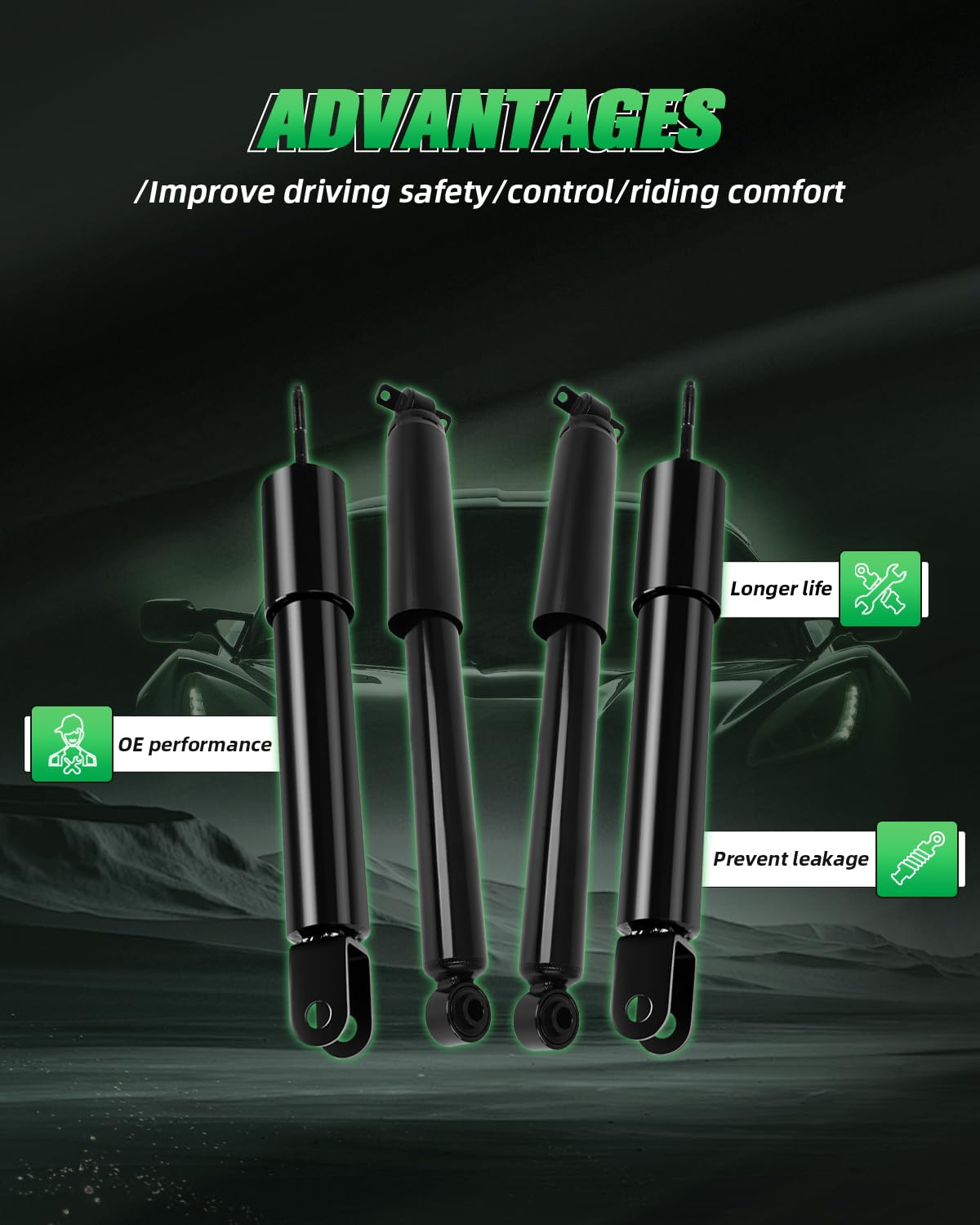 SCITOO Amortiguadores delanteros y traseros para Hummer 2006-2010 para Hummer H3 Shocks 555049 911527 555050 911528 - Juego de 4 piezas