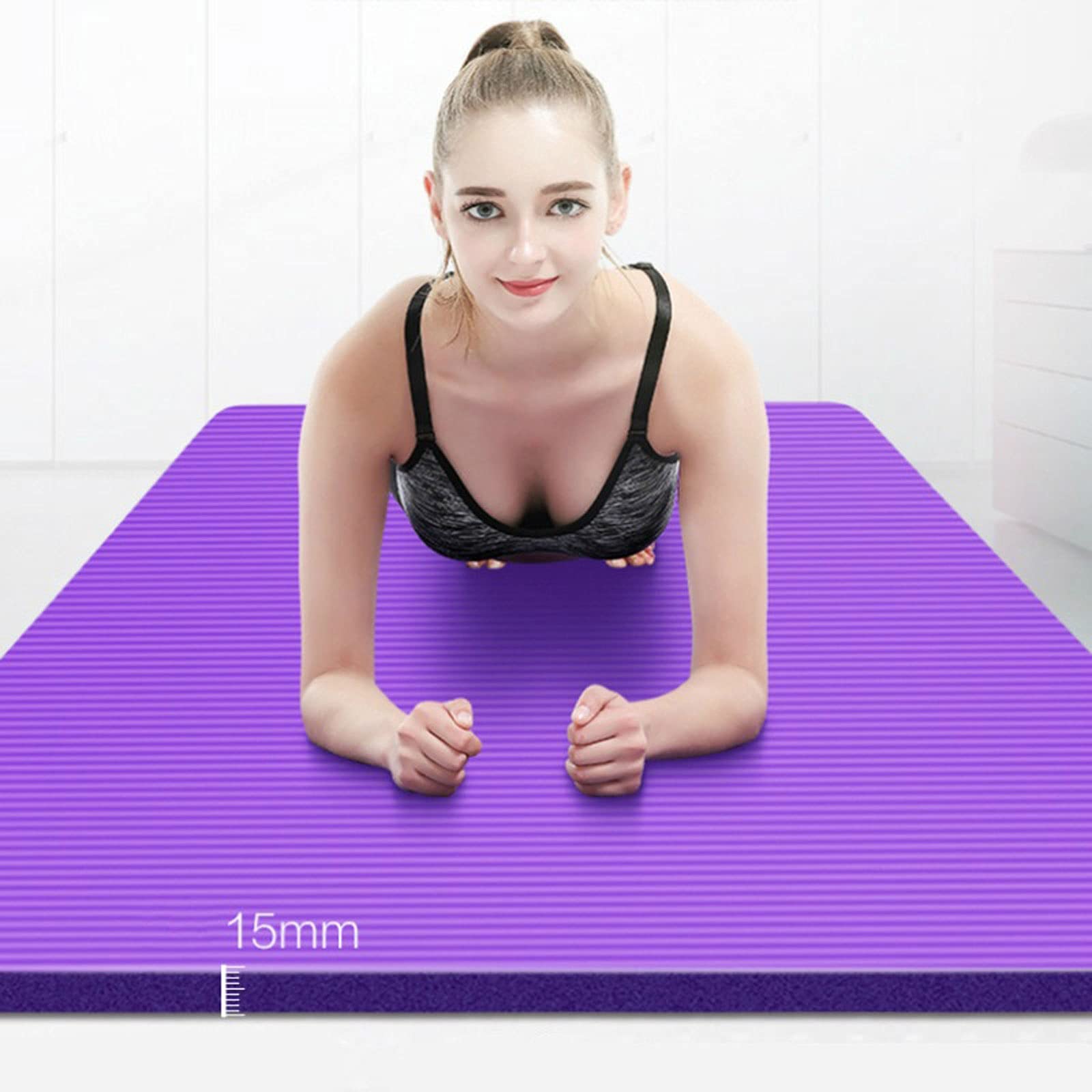 DieffematicYJD Mata do jogi Super zagęszczony matę do jogi dla początkujących antypoślizgowych NBR. Fitness siłownia Mata Ćwiczenie Mata Taneczna Yoga Pad 15mm (Color : Green)
