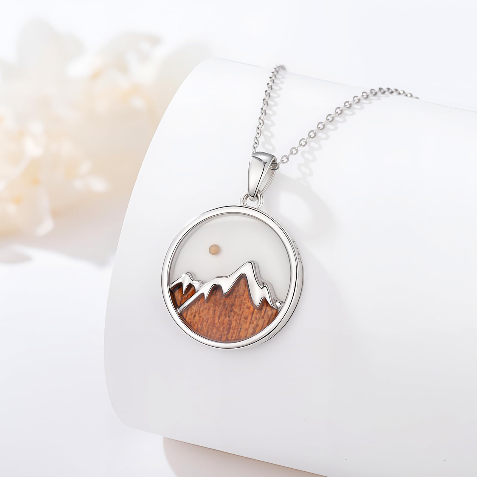 Bergkette für Damen, 925er Sterlingsilber, Senfkorn-Berganhänger, Halskette, christlicher Schmuck, Geschenk für Frauen