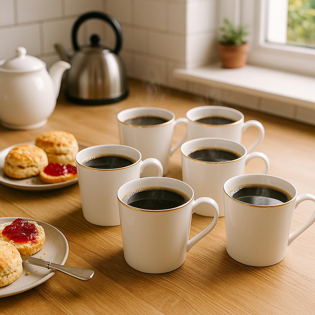 6 tazas de café de 300 ml, juego de 6 tazas de cerámica que te ofrecen un diseño elegante para el disfrute diario. Tazas de café y tazas de café de cerámica, ideales para tu pausa del café