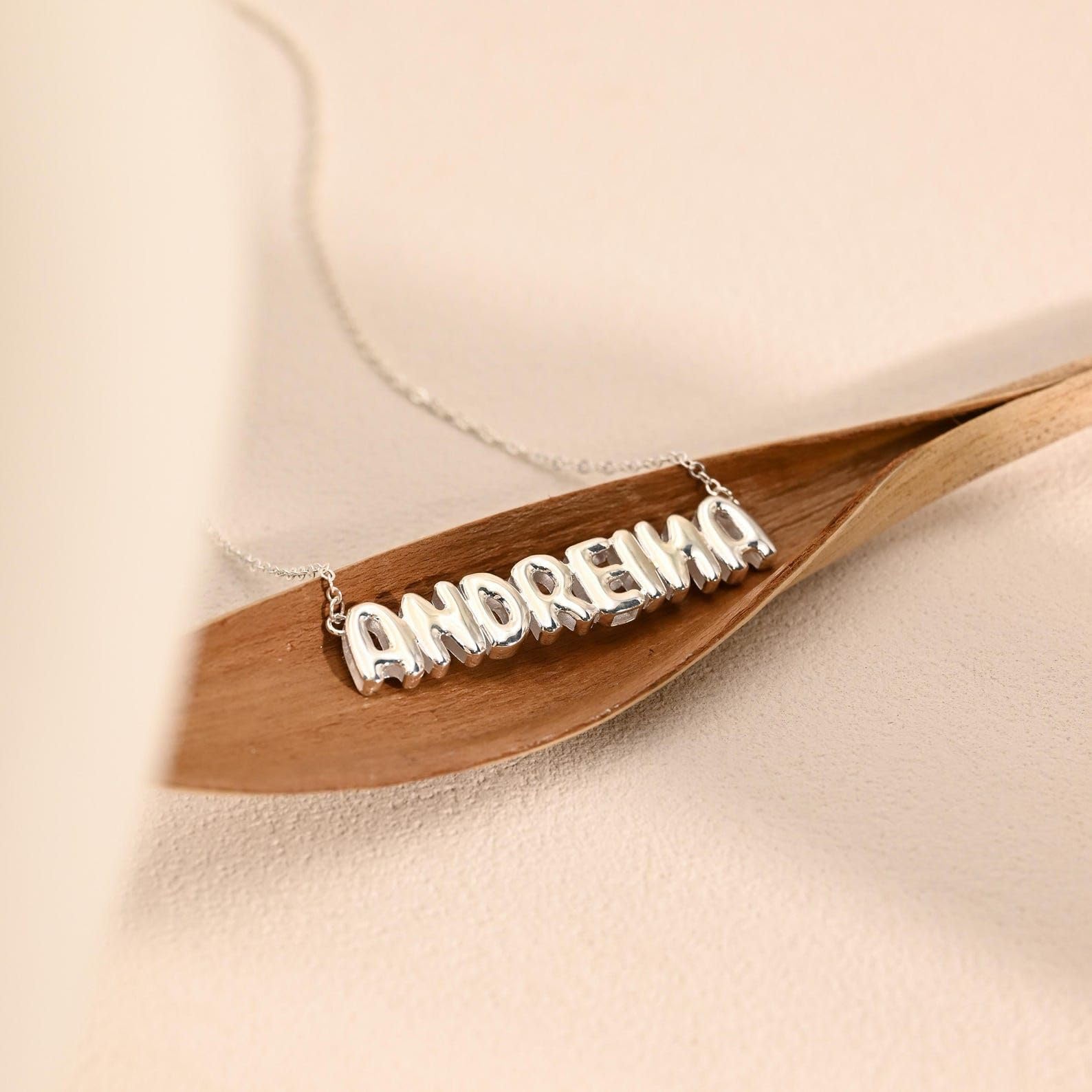 Personalizzato bolla collana con nome, 3D lettera delicato palloncino oro gioiello Natale per mamma