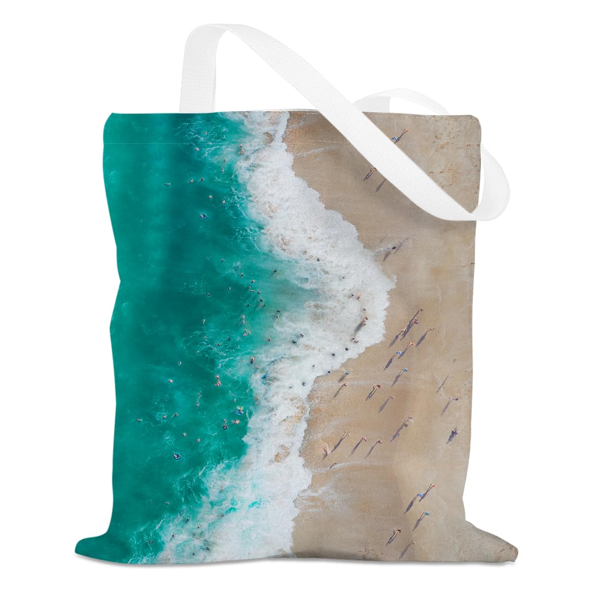 GHUSDFM Ocean Sea Beach Canvas Tote Bag for Women Swimmer Vacation Girls Trip Friendship Reusable Grocery Bags