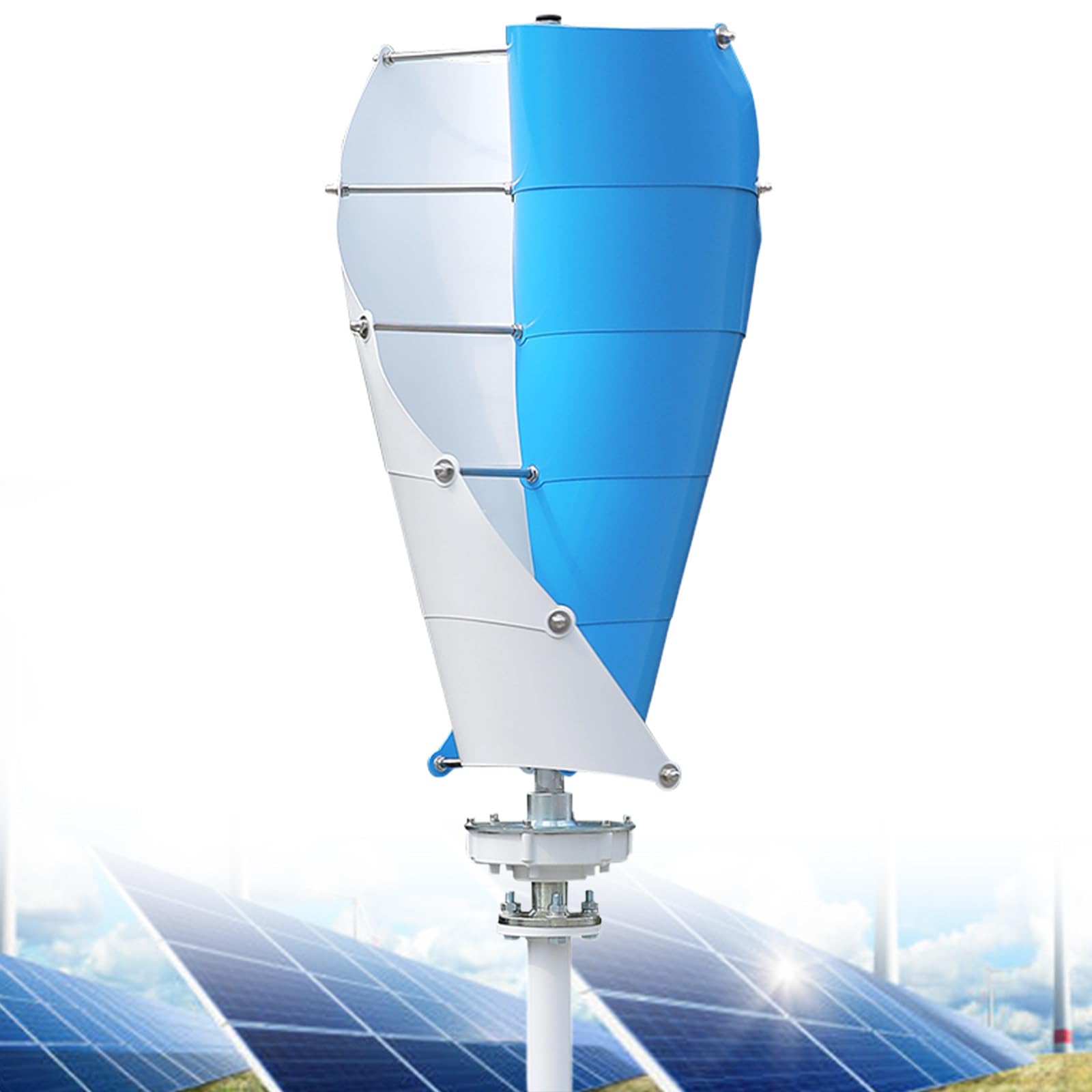 Kit generatore eolico verticale off-grid da 600 W, 12 V/24 V opzionale, silenzioso, a spirale blu, per esterni, illuminazione da giardino, generazione di energia.