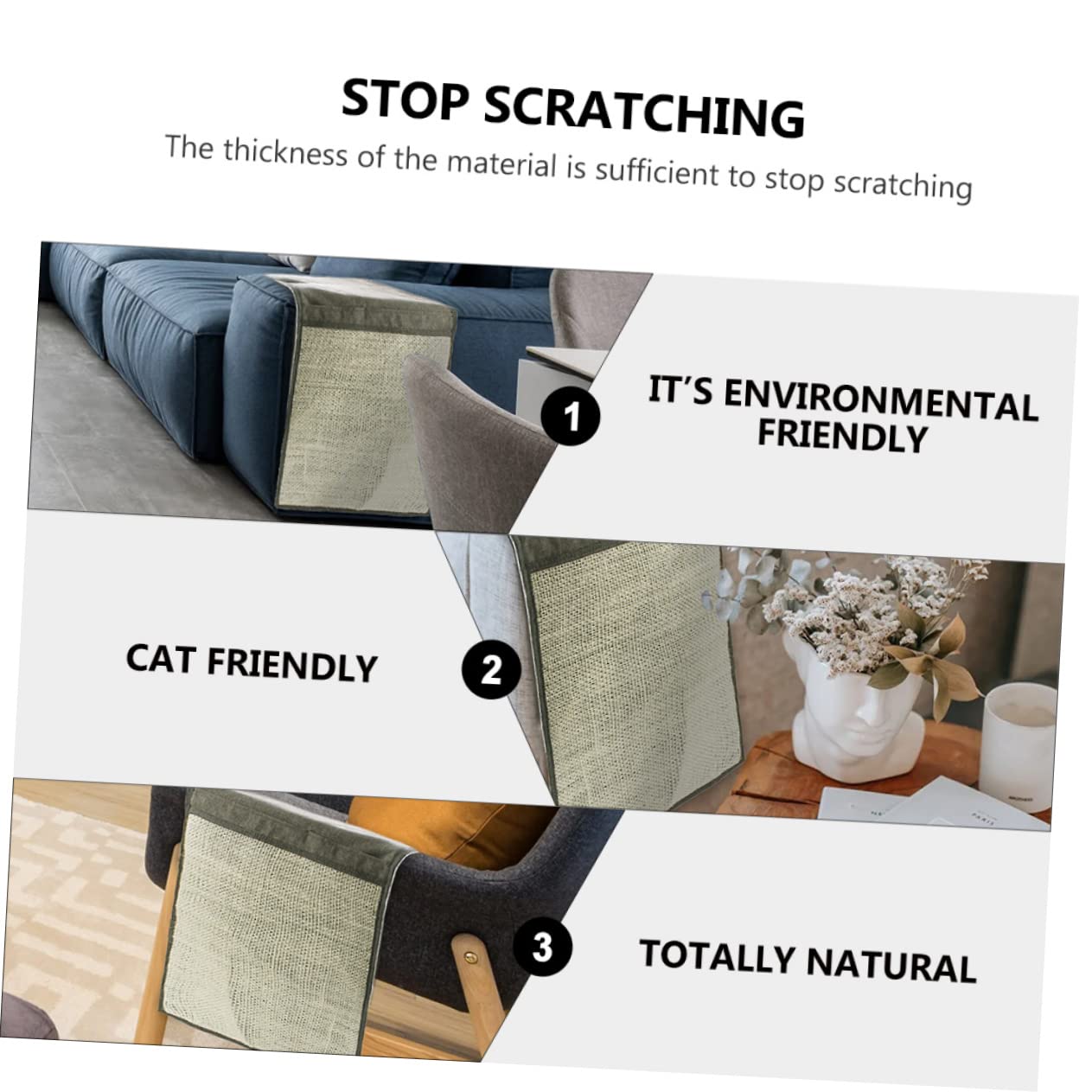 Katzenkratzmatte aus Sisal rutschfest und Faltbar Schützt das Sofa vor Kratzern für Katzen im Wohnzimmer