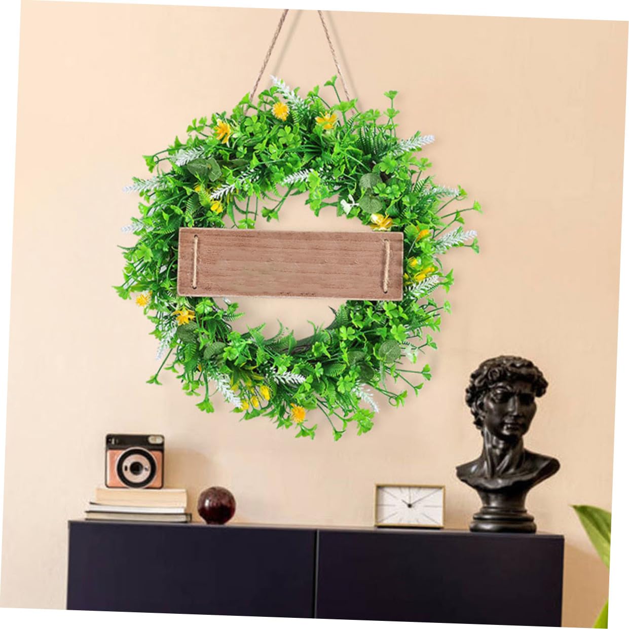TOPBATHY Ghirlanda Primaverile A Foglie Con Fiori Finti Da Appendere Alla Porta D'ingresso