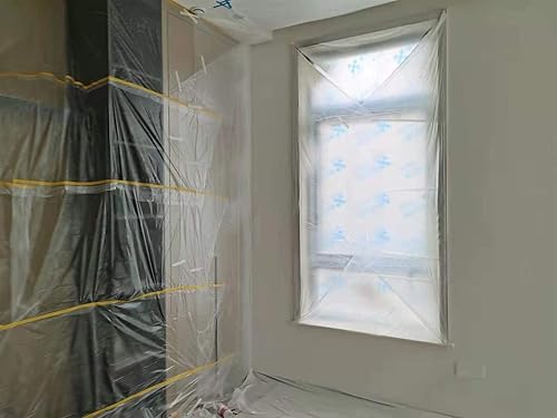 Miniatura 5 de Película adhesiva precintada y cinta adhesiva en una cinta de plástico y rollo de cortinas de plástico (paquete de 20, cada rollo de 22 pulgadas de