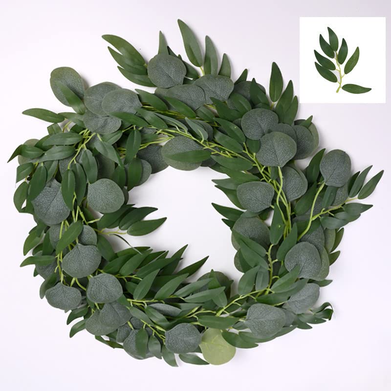 ZIHANJIAU Artificial Eucalyptus Garland Faux Vines Handmade Wedding Party Silk Eucalyptus Hanging Garland Rattan Home Vertical Decor - Image 4