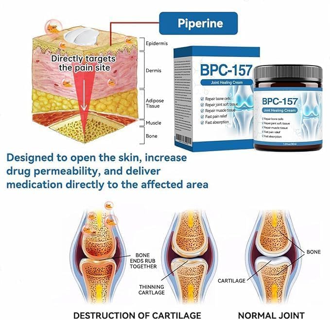 bpc 157 joint healing cream reviews BPC-157 Inspired Care | Peptide Complex Comforting Massage Cream for Back, Neck, Knees, Hands & Shoulders | Fast Absorbing Non-Greasy Daily Mobility & Skin Moisturizing Formula Thiamine Injection - Vitamin vit2025 Color:Red