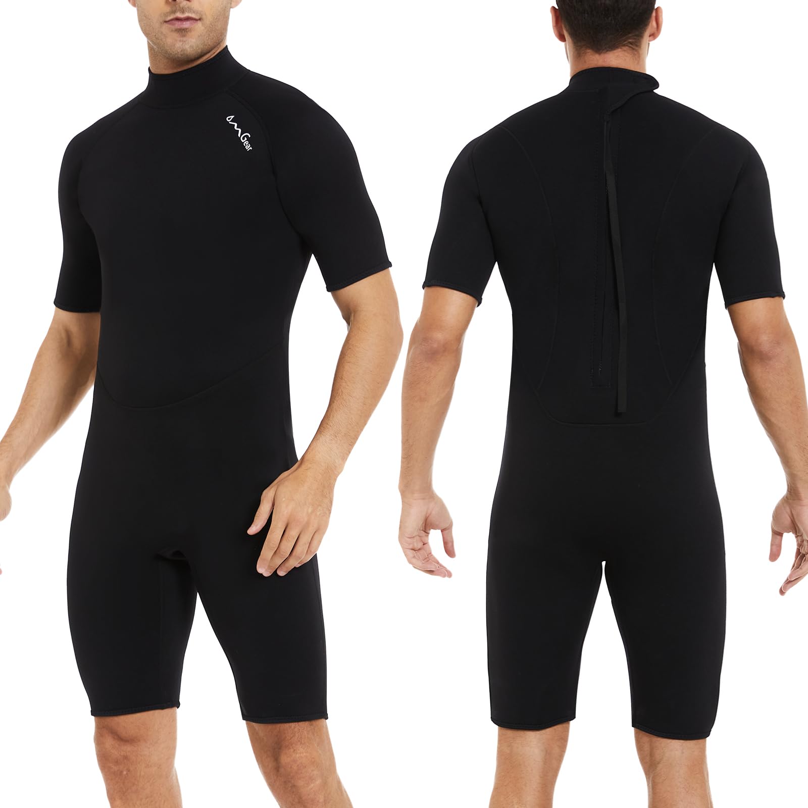 Photo 1 of OMGear Diving Suit 3mm Neoprene Wetsuit Women Shorty Suit Short Sleeve Snorkel Suit Scuba Dive Suits Swimwear(Shortblack03,XL)
