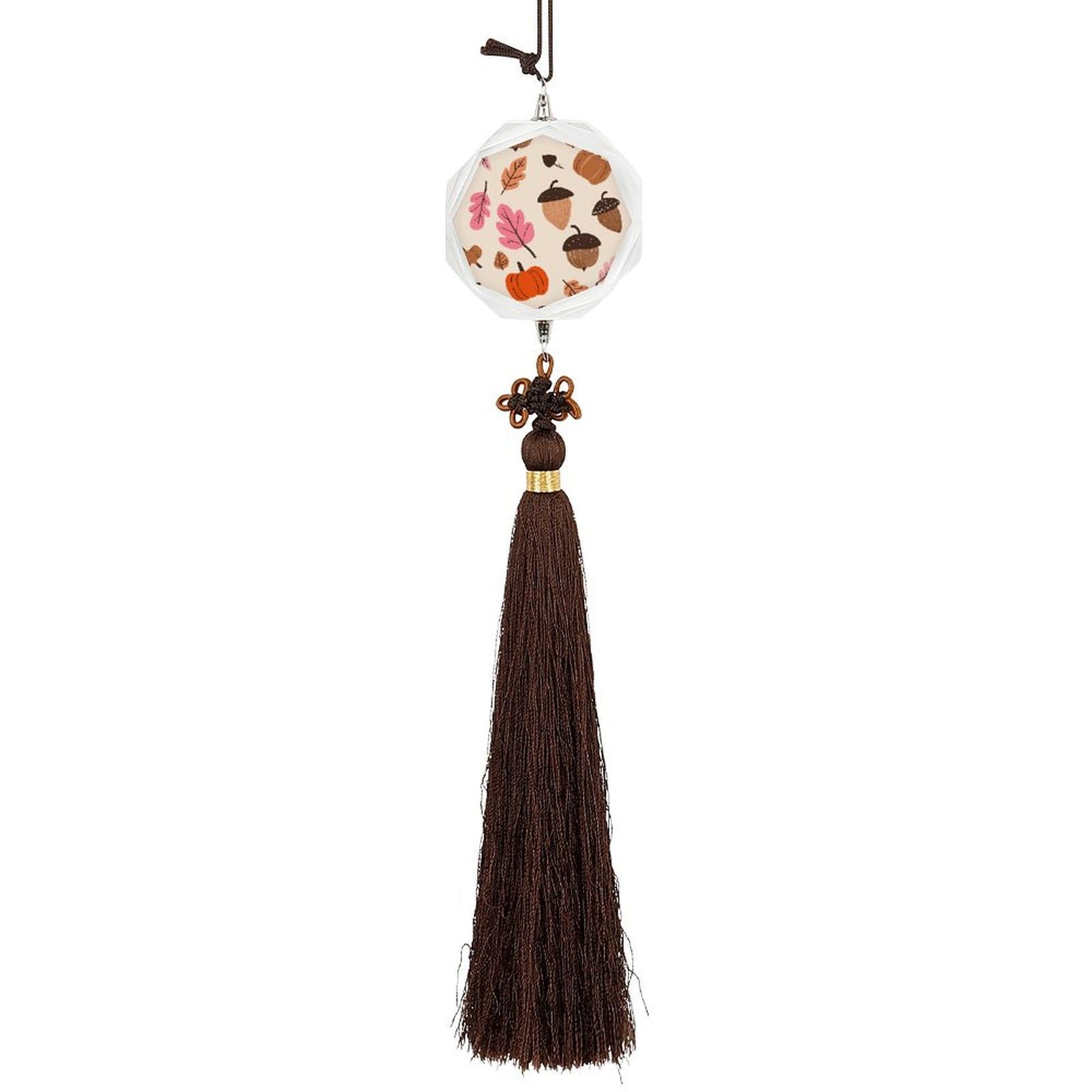 Crystal Car Pendant Charms Hexagon Crystal Rear View Mirror Charms Pumpkins And Acorns Auto Hanging Interior Ornament Pendant Car Interior Accessories for Women Men Auto Decor